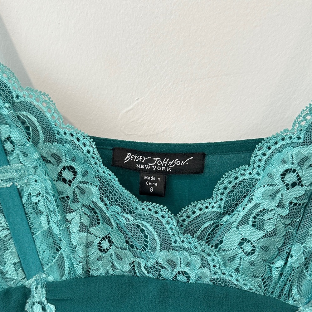 Y2K Betsey Johnson Teal Lace Dress - Picture 2 of 6